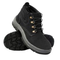 Bota com bico pvc e cadarco Nobuck preta 41 TP092 CARTOM