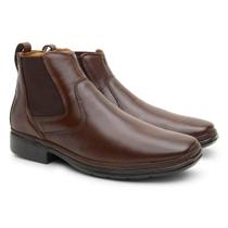 Bota Com Elástico Masculina Couro Cano Baixo Macia Casual