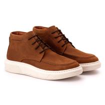 Bota Comfort Masculina Em Couro Rústico Castor