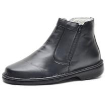 Bota Comfort Masculino em Couro Palmilha Gel Cla-Cle Preto