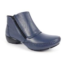 Bota Comfort Plus Cano Curto Sola Flat Dois Zíperes Couro