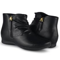 Bota Comfortflex 2491302 Cano Curto Salto Baixo Anabela Leve