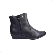 Bota Comfortflex Anabela confortavel zipper cano curto 74301 Bota Comfortflex Anabela confortavel zipper cano curto 74301