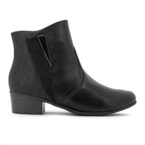 Bota Comfortflex Cano Curto Salto Médio Zíper Feminino