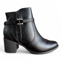 Bota Comfortflex Feminina Cano Curto Salto Bloco Médio Bota Comfortflex Feminina Cano Curto Salto Bloco Médio