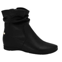Bota ComfortFlex Feminina Extremo Conforto Detalhe Franzido Fechamento Zíper Elegante Original