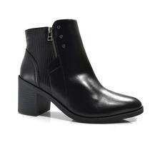 Bota Comfortflex Salto Grosso Cano Curto Zíper 25-99331 Preto