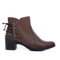 Bota Contry Feminina de Couro Salto Baixo Mod 1223 Café