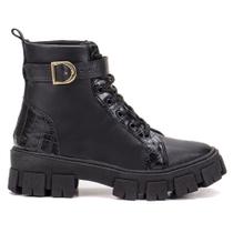 Bota Coturmo Feminino Tratorado Plataforma 4,5 cm Preto