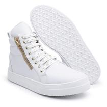 Bota Coturninho Feminino Ziper Branco