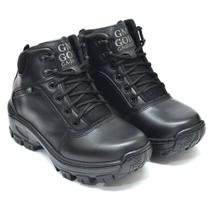 Bota Coturno 100 Couro com C .A PVC Ref 01 Preto