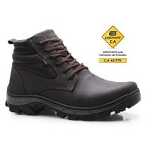 Bota coturno adventure de segurança epi ca 100% couro masculina cano curto picker café