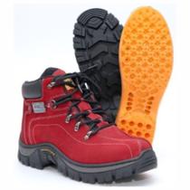 Bota Coturno Adventure em couro Com Palmilha Gel Cor Vermelho Numero 42