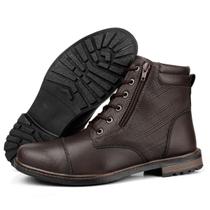 Bota Coturno Adventure Masculina em Couro Impermeável Botina Trilha Segurança