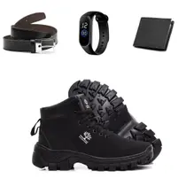 Bota Coturno Adventure Qualidade Conforto e Resistência Carteira Cinto e Relógio Inclusos Bota Coturno Adventure Qualidade Conforto e Resistência Carteira Cinto e Relógio Inclusos