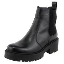 Bota Coturno Autem Originals Couro Cano Curto Elasticos Laterais Salto Quadrado