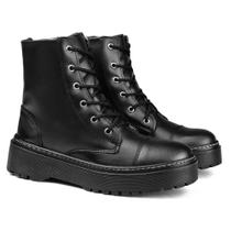 Bota Coturno Blogueira Cano Alto Preto Sola Tratorada Bota Coturno Blogueira Cano Alto Preto Sola Tratorada