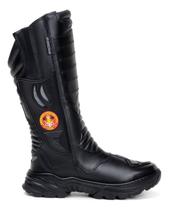 Bota Coturno Bombeiro Civil Cano Alto Couro Legítimo Zíper