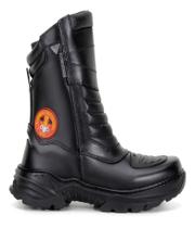 Bota Coturno Bombeiro Masculina Feminina Couro Cano Médio