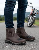 Bota Coturno Botina Masculina Estilosa Motoqueiro Couro Moderna Conforto