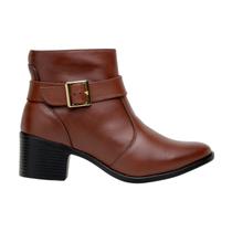 Bota Coturno Botinha Feminina Super Tendencia Couro Marrom