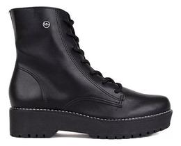 Bota coturno botinha via marte napa aspen bico redondo preto