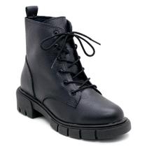 Bota Coturno Cano Curto Estilo Mix 27992 Preta
