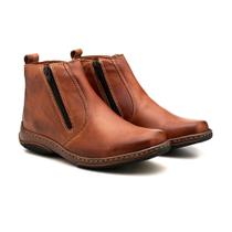 Bota Coturno Cano Médio de Couro Masculina Social Qualidade