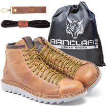 Bota coturno casual cano médio em couro lactego linha palermo