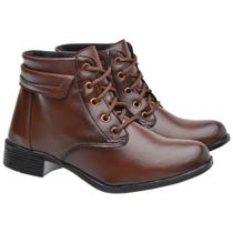 Bota Coturno Casual Easy Fran Cano Curto com Detalhes Cadarço e Sola Borracha Bota Coturno Casual Easy Fran Cano Curto com Detalhes Cadarço e Sola Borracha