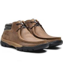 Bota Coturno Casual em Couro Free Jump com Costura Manual Elastico e Sola Leve