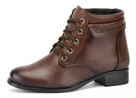 Bota Coturno Casual Feminina Cano Baixo c/ Cadarço Luxo Macia Confortável Moda Outono Inverno Bota Coturno Casual Feminina Cano Baixo c/ Cadarço Luxo Macia Confortável Moda Outono Inverno