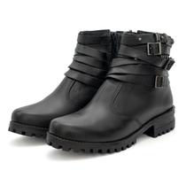 Bota Coturno Casual Feminina Dorf Couro Preto