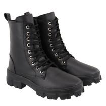 Bota Coturno Casual Feminino Moda Cadarço Estilo Moderno Tendência Confortável Sola Tratorada