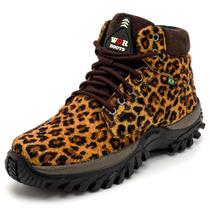 Bota Coturno Casual HFAST Shoes Estampa Onça com Sola Tratorada