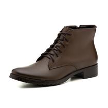 Bota Coturno Casual Pires Shoes com Cadarço Bico Redondo e Sola Borracha