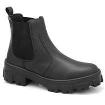 Bota Coturno Chelsea Feminina Elastico Cano Curto Preta