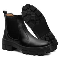 Bota Coturno Chelsea Feminina Tratorada Preta Blogueira - VK Bota Coturno Chelsea Feminina Tratorada Preta Blogueira - VK