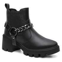 Bota Coturno Chelsea Tratorada Feminina Cano Médio Salto Baixo e Conforto Diário para Uso Diário Est