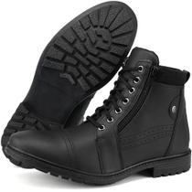 Bota Coturno Com Ziper Lateral Perfuros Masculino Bota Coturno Com Ziper Lateral Perfuros Masculino
