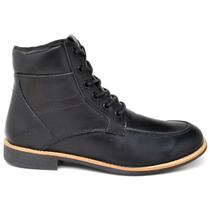 Bota Coturno Confortável Couro Lactego Cano Médio