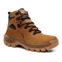 Bota Coturno Couro Legítimo California Marrom Caramelo Masculina Adventure Trilha Com C.A