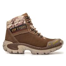 Bota Coturno Couro Legítimo Creme Masculino Bico Pvc Cat Store