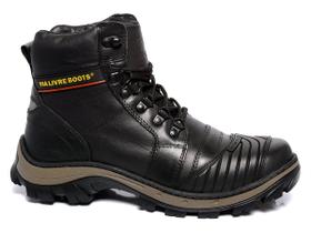 Bota Coturno Couro Legítimo Preto Masculina Adventure Trilha Moto Com C.a