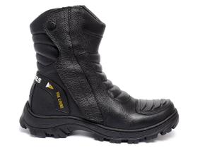 Bota Coturno Couro Legítimo Preto Masculina Adventure Trilha Moto Com Cano Alto c/zíper Bota Coturno Couro Legítimo Preto Masculina Adventure Trilha Moto Com Cano Alto c/zíper