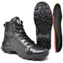 Bota Coturno Couro Masculina Militar Tática Cano Baixo Preta Lisa Lykke Cmr Shoes
