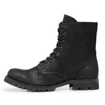 Bota Coturno Couro Salto Baixo DR12 Preta