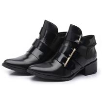 Bota Coturno Couro Stefanello Naomi Preto