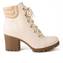 Bota Coturno Dakota De Salto Bloco - Bege Claro