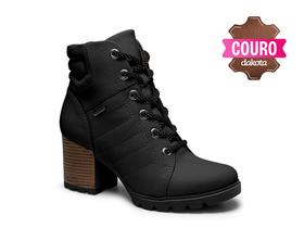 Bota Coturno Dakota em Couro e Salto Bloco G4564 Feminina-Preto